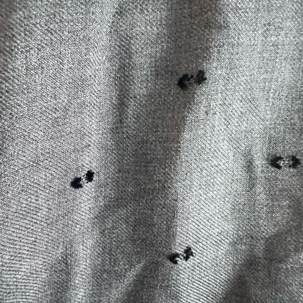 CJ Banks Gray Blouse with Relaxed Fit and Mandarin Collar - Picture 4 of 5